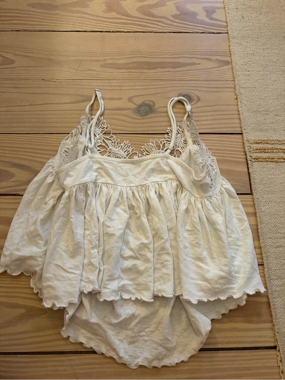 Free People Cream Crochet-Trim Spaghetti Strap Camisole - Picture 2 of 3